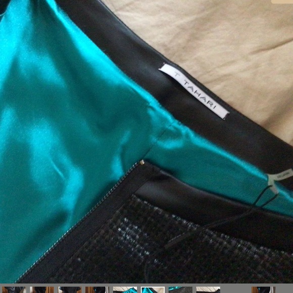 Tahari Lalita Dress, Faux Leather, Black, Size 2 - Picture 7 of 11